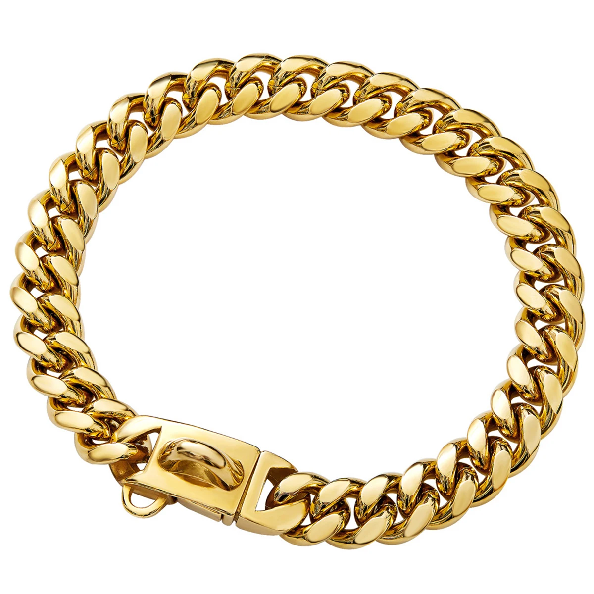 

Прочные ошейники для собак из титановой стали, золотистый ошейник для собак с предохранительной пряжкой, кубинский ошейник для тренировок, ...