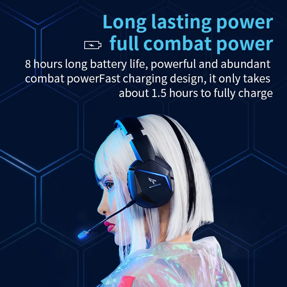 

Stereo Headphones Over Ear LED Gaming Wireless Bluetooth Headset Hands Free with Microphone Stereo Earphones