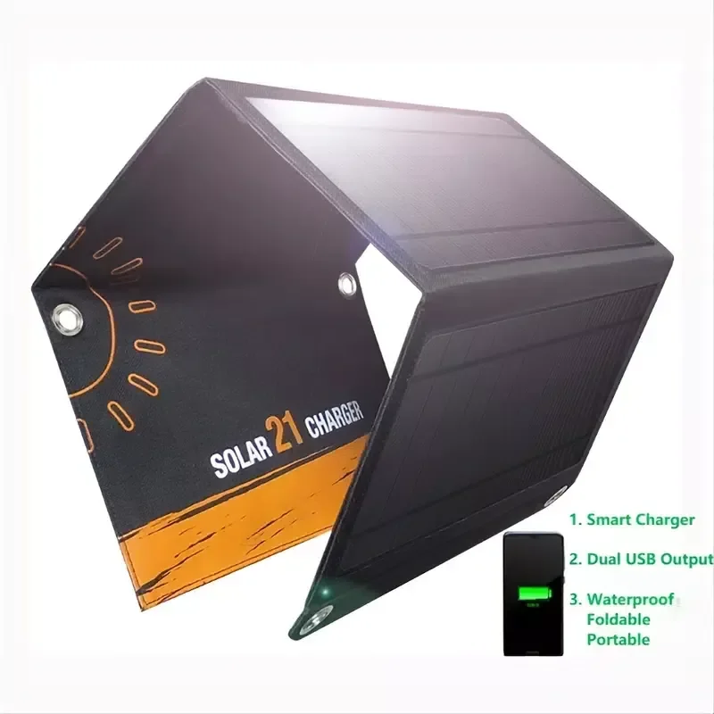 

NEW2023 New in Solar Panel With Bag, Portable Mobile Solar Charger For Cell Phone, 21W, Outdoor Camping Supplies power bank smar