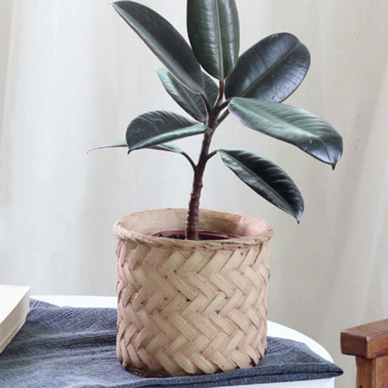 

Lmitation Bamboo Woven Cement Flower Pot Retro Woven Storage Bamboo Basket Lndoor Potted Flower Decoration Decoration