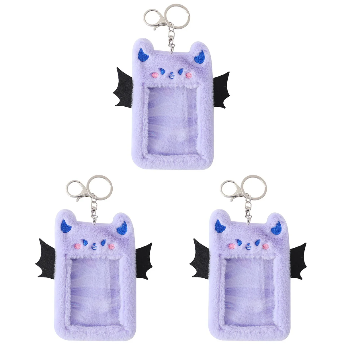 

3pcs Visible Card Holder Plush Postcards Holder Bus Card Holder Card Holder Keychain Card Sleeve