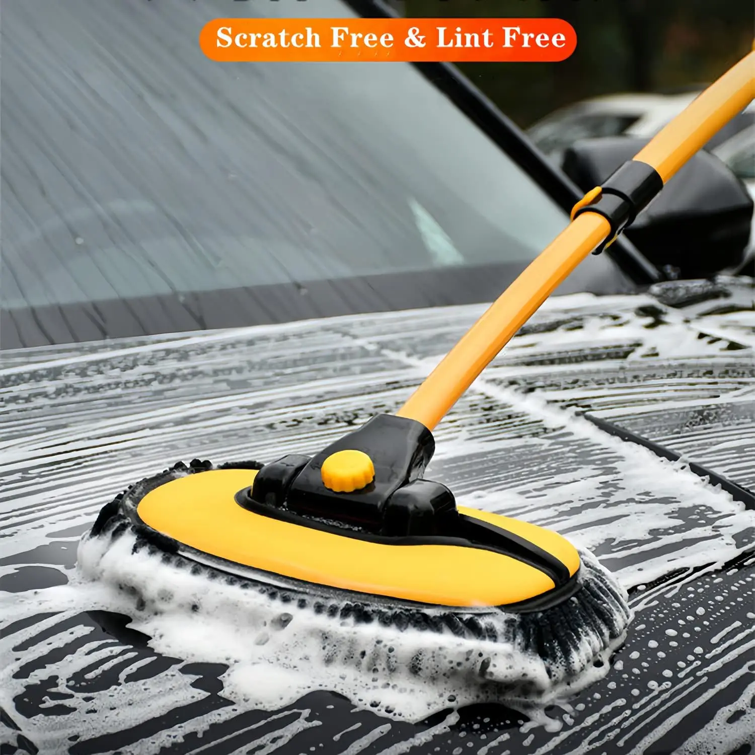 

Car Wash Mop Chenille Cleaning Brush Sponge Car Wash Brush Telescoping Mop Soft Brush Tool with Long Handle Kit Not Hurt Paint