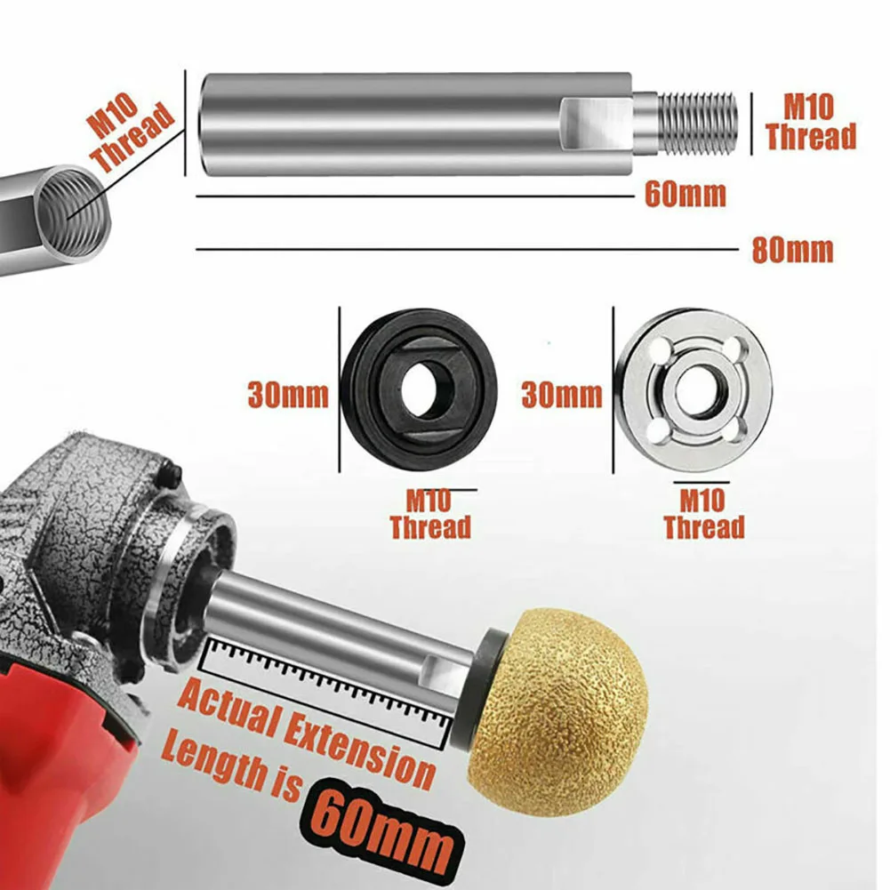 

9pcs14mm Shank Angle Grinder Extension Connecting Rod M10 Thread Stainless Steel Extender Shaft Polisher Accessories