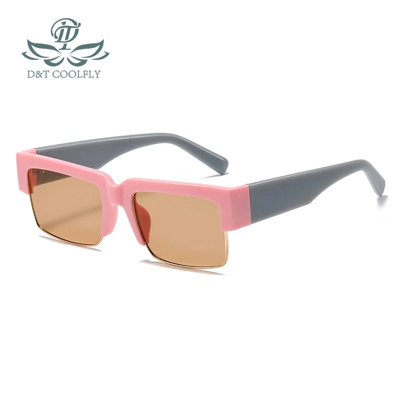 

D&T 2022 New Fashion Square Sunglasses Women Men Rectangle Semi-Rimless PC Lens Frame Vintage Trending Eyewear Casual Cool UV400