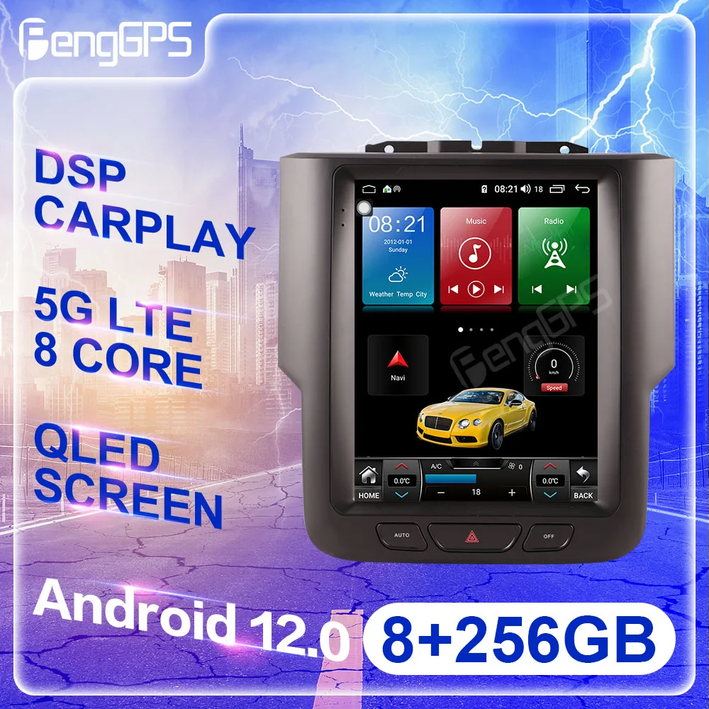 

256G Android 12.0 Auto Car Radio For Dodge RAM 1500 2013-2018 Multimedia Player GPS Navigation Touch Screen Headunit DSP Carplay