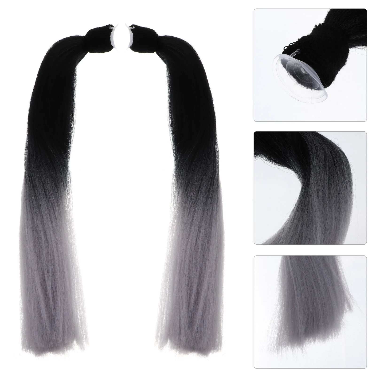 

1 Pair Dirty Braided Double Ponytails Decorative Wig for Motorcycle Helmet