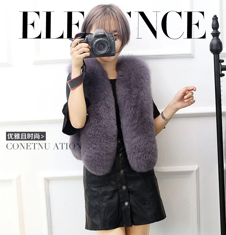 2020 Faux Fox Fur Vest Women's Winter Vest Ladies Short Fur Coat Sleeveless Vest Top Basic Luxury Top hiver women clothing