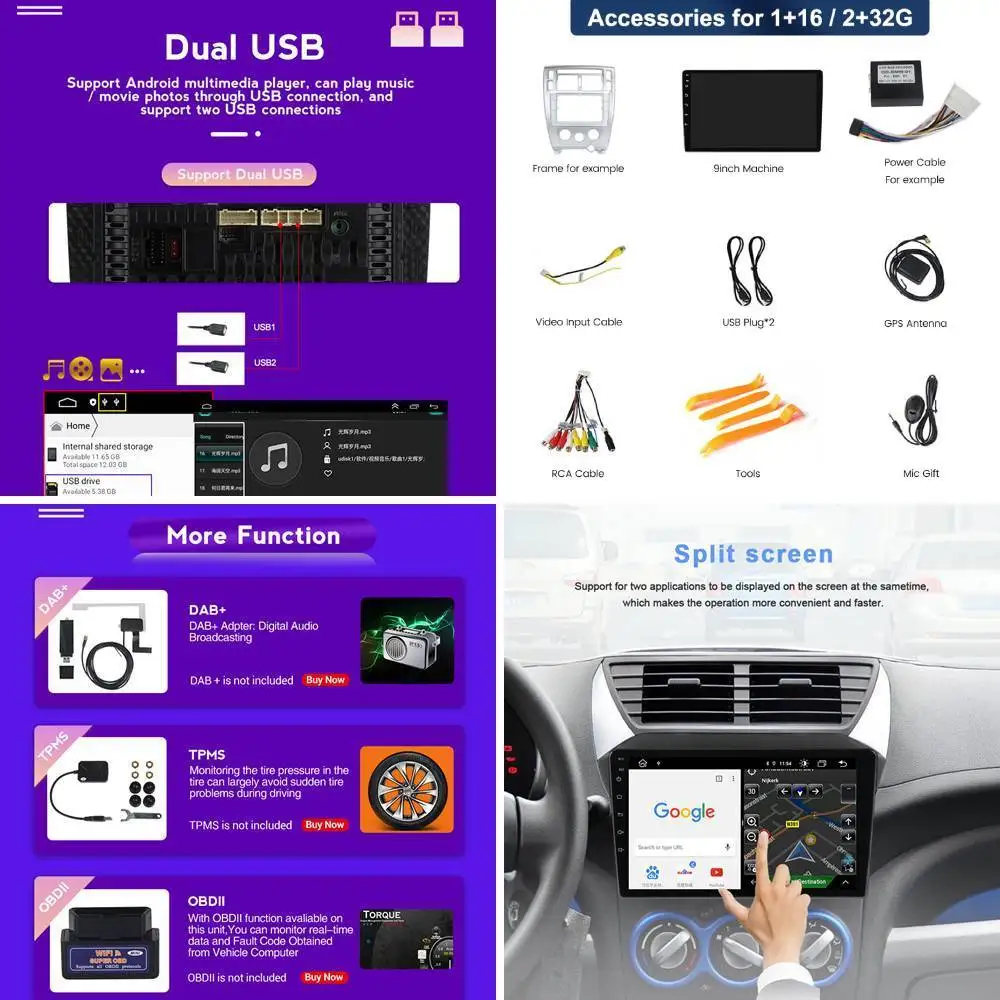 Автомагнитола для Toyota Venza стерео-система на Android 10 2 Гб ОЗУ 32 ПЗУ GPS-навигатор 4 ядра