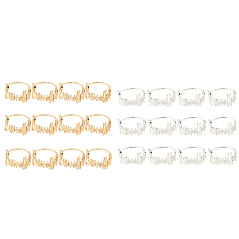 

12Pcs/Set Alphabet Metal Napkin Ring European Style Napkin Ring For Restaurant Hotel Wedding Party Events Easter