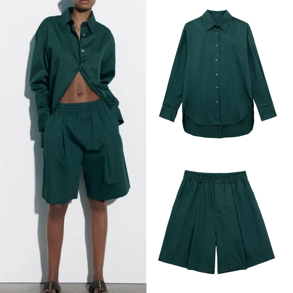 

COS LRIS European and American 2023 summer new poplin long casual shorts 2947335 asymmetrical poplin shirt 2246335