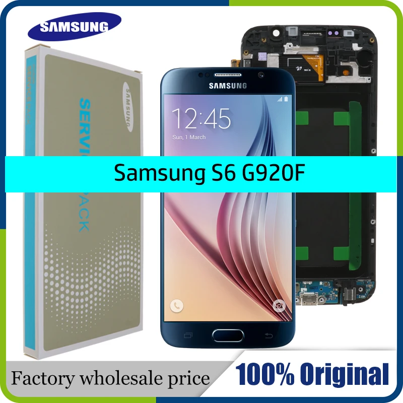 

. ORIGINAL 5.1'' Super AMOLED Replacement LCD S6 for SAMSUNG GALAXY S6 G920 SM-G920F G920F G920FD Touch Screen