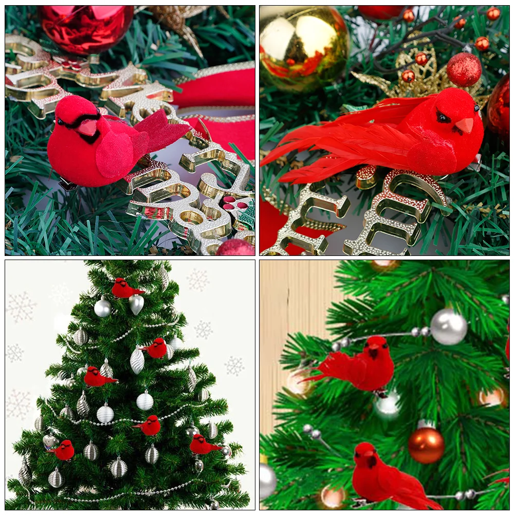 10 шт. Рождественская красная подвеска в виде птицы украшения имитация птиц