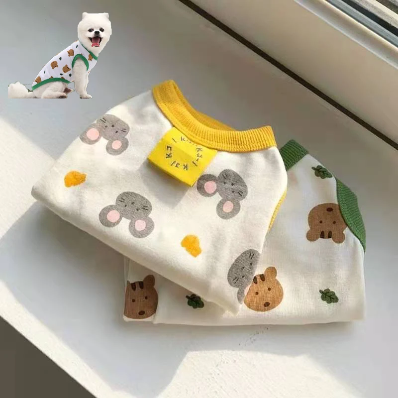 

Cartoon Dog Cat Clothes for Small Dog T-shirt Spring Clothes Korea Puppy Summer Dress Yorkshire Chihuahua Pomeranian Spitz Vest