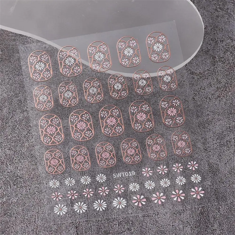 

1 Sheet Nail Stickers Nail Enhancement Decals Gilded Nail Art Decoration Accessories 3D Flower Star Shape Retro Nail Stickers