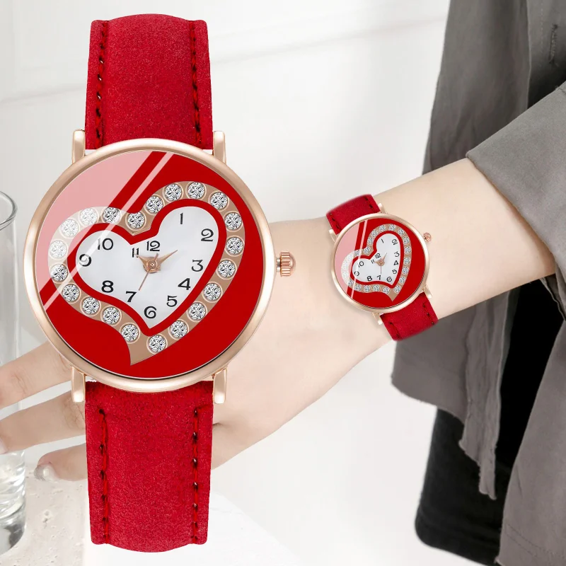 

Women Watches New Women Casual Quartz Leather Band Watch Heart-Shaped Analog Wrist Watch Gift Montre Femme Relojes