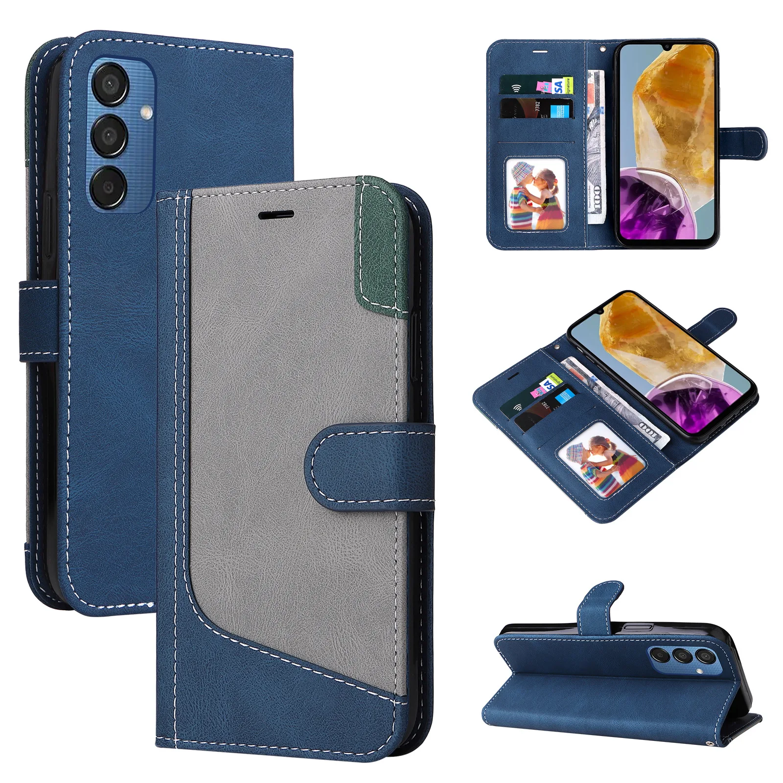 Кожаный ремешок с ремешком на руку для Redmi Note 13 Pro Plus 12 12T 12S 3 слота карт