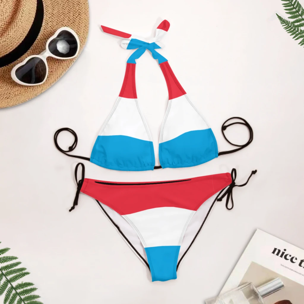 

Sexy Bikini 2023 Women Swimsuit Flag of Luxembourg Bikini Set Swimwear Bathing Suit
