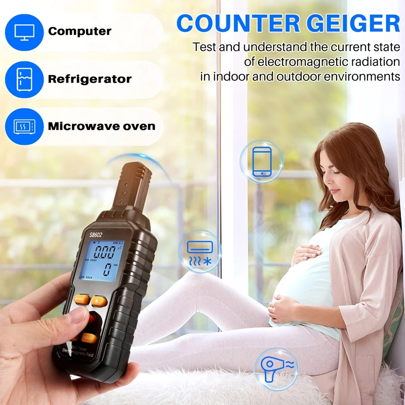 3-In-1 Radiation Dosimeter Counter Geiger EMF Meter Automatic Alarm Real-Time Measure Detector Tester