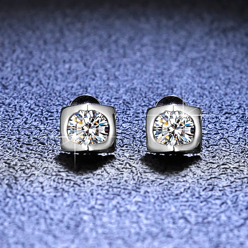 

New Fashion Diamond Stud Earrings For Women 925 Silver Jewelry