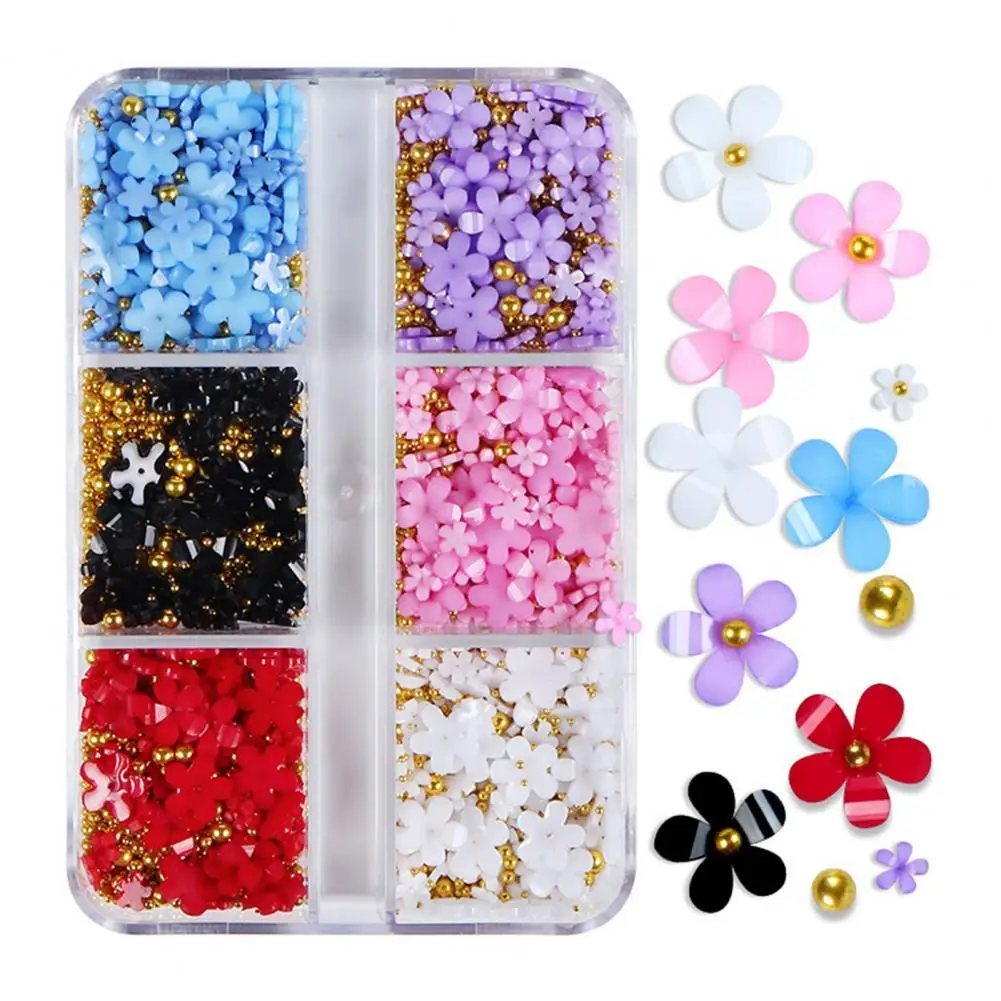 Mini 6 Grids Fashionable Manicure Five Petal Flower Decoration Universal Manicure Decoration Stylish for Party