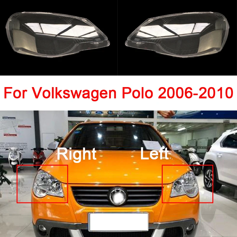 

Стеклянный абажур передней фары автомобиля для Volkswagen Polo 2006, 2007, 2008, 2009, 2010, левый/правый сменный стеклянный корпус линзы