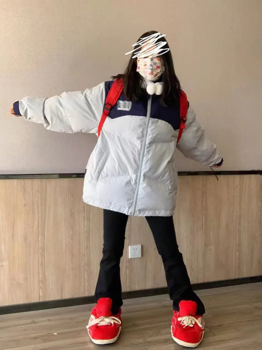 Пуховик женский зимний в стиле ретро с хлопковой подкладкой