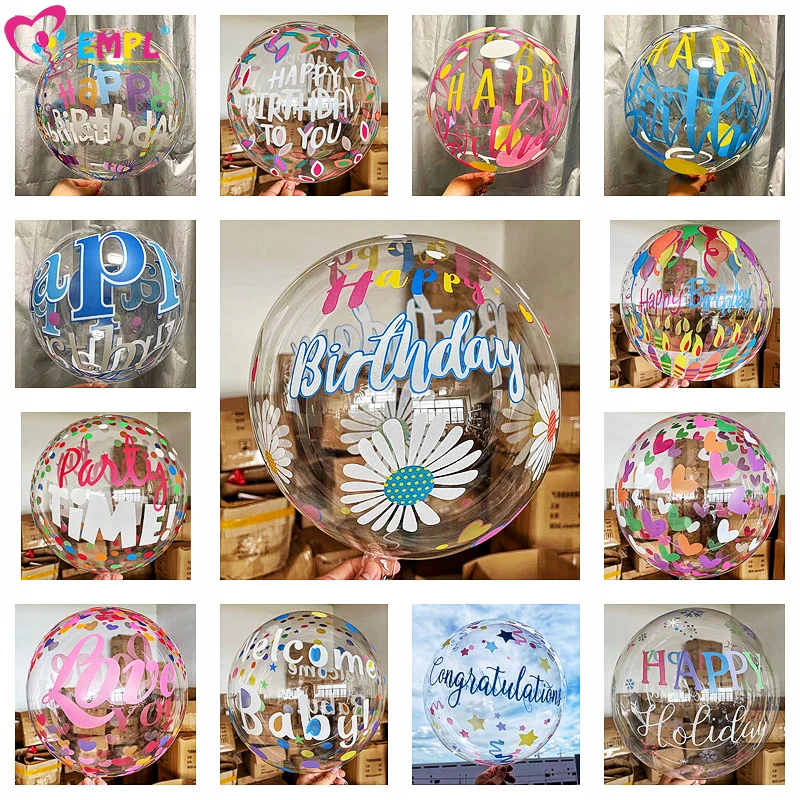 

2pcs Transparent Bobo Clear Balloon 20inch Heart Love Printing Helium Globos Baby Shower Toys Wedding Birthday Party Decorations