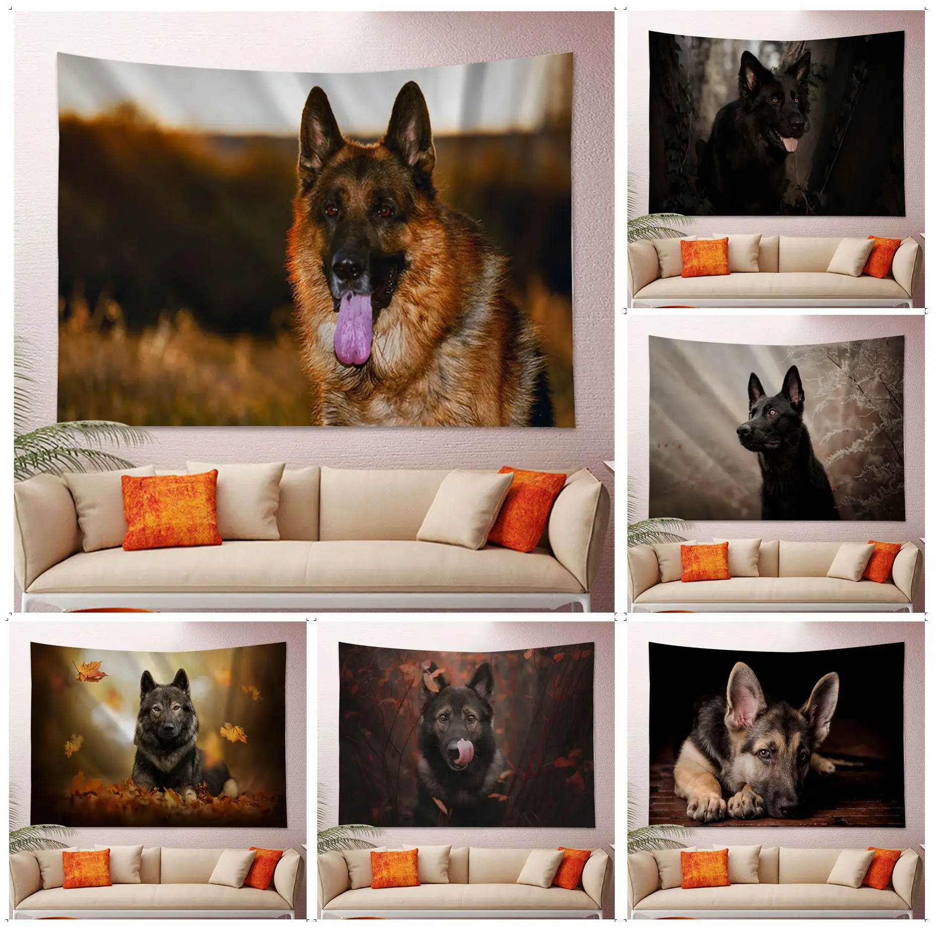 German Shepherd Dog Printed Large Wall Tapestry For Living Room Home Dorm Decor Kawaii Room Decor
