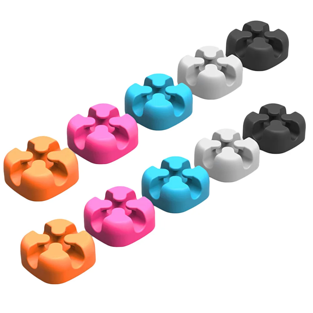 

10 Pcs Silicone Cable Organizers Self-adhesive Desktop Cord Wire Clips Keeper
