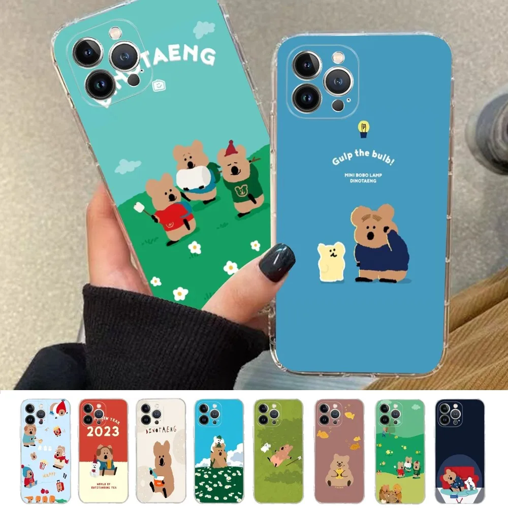 Cute D-Dinotaeng Bear Phone Case Silicone Soft for iphone 16 15 14 13 12 11 Pro Mini XS MAX Plus X Cover