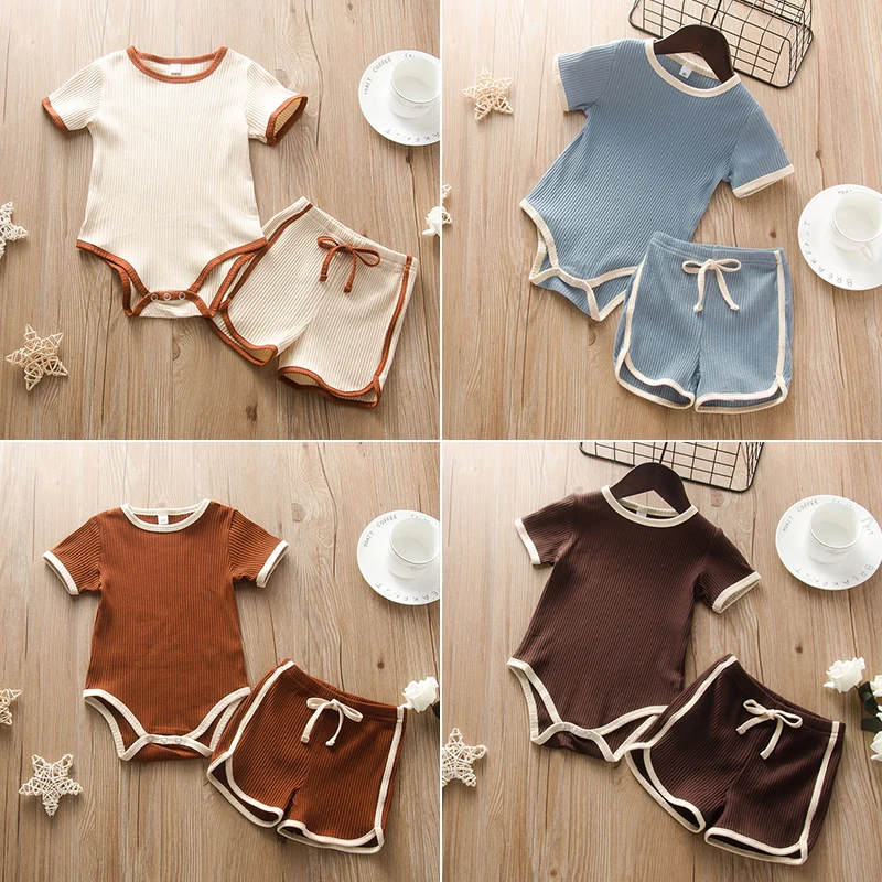 

Комплект из 2 предметов, комбинезон и шорты для новорожденных летние боди для маленьких мальчиков и девочек, короткие штаны, комплект одежды повседневные Мягкие топы, От 0 до 3 лет