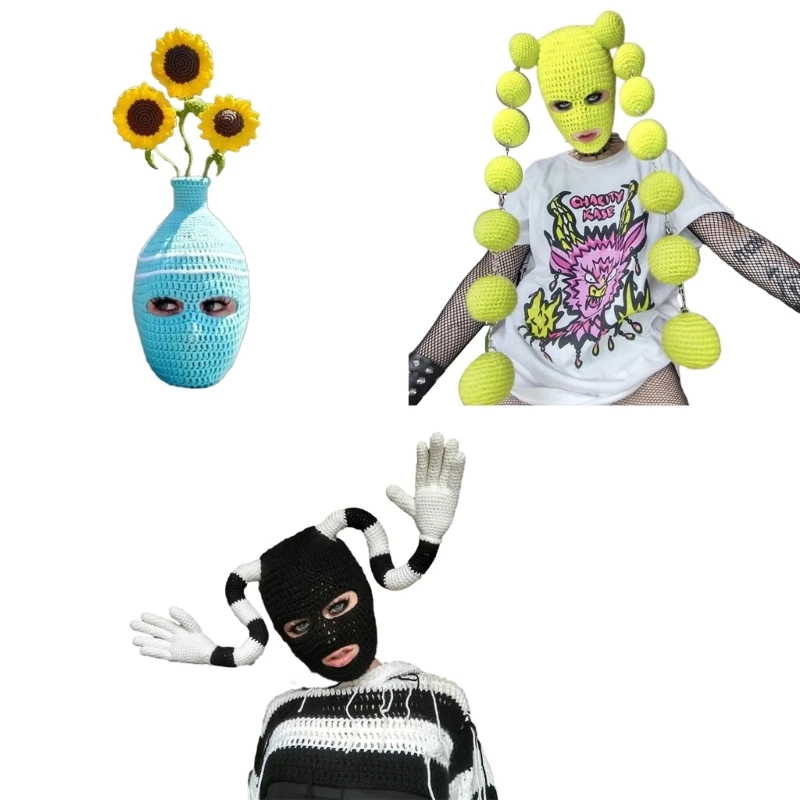 

Handwoven Balaclava Hat for Teens Knitted Pullover Beanie Cap Cosplay Party Costume Hat Outdoor Sport Hiking Skiing Cap