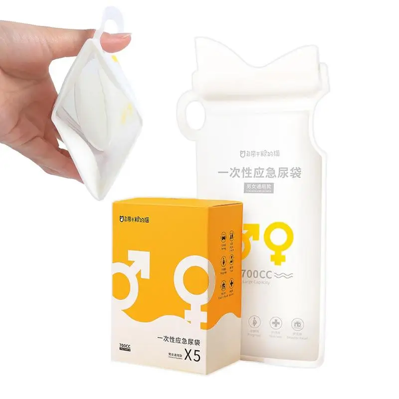 

Pee Bags 700ML Portable Urine Bags Unisex Pee Bags Travel Must Haves 5 Pcs Vomit Bag For Patient Pregnant Men Women Kids Hiking