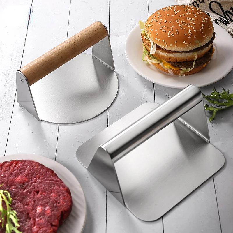 

Круглая квадратная пресс для мяса из нержавеющей стали для гамбургеров, бытовая кухонная ручная пресс-форма для мяса, пресс-форма для стейк...