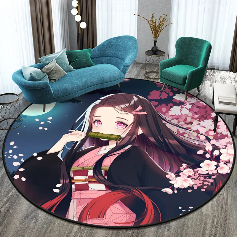 

Круглый ковер для рассекания демонов, напольный коврик, ковер для гостиной, ковер для украшения детской комнаты, напольный коврик для уборной, коврик для двери, аниме ковер