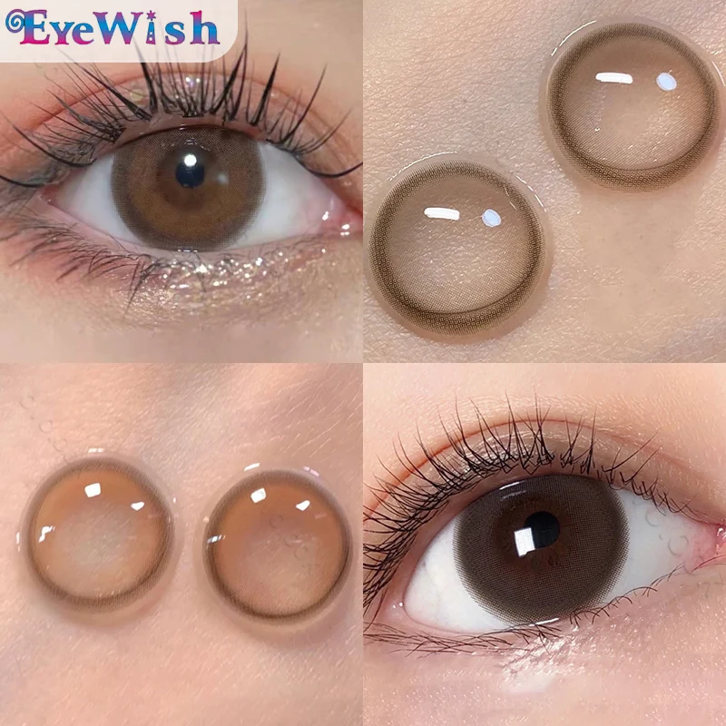 eyeywish 2pcspair natural pupil lenses collagen series contact lenses for eyes brown gray eye color lens for myopia 14 2mm free global shipping