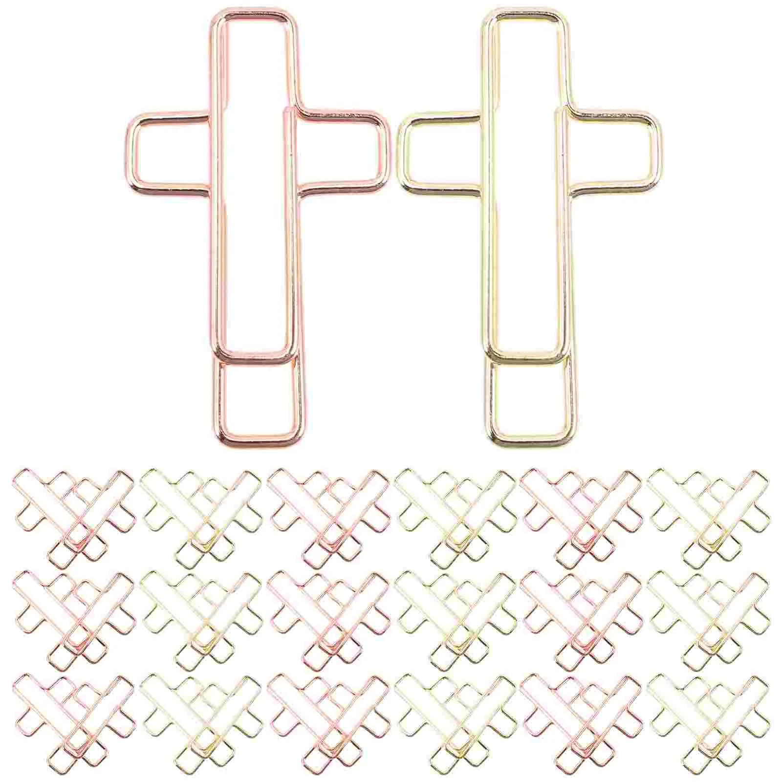 100 Pcs Creative Shaped Paper Clips Small Document Office Supplies Heart Bookmark File Metal Cross Decor Heart-shaped