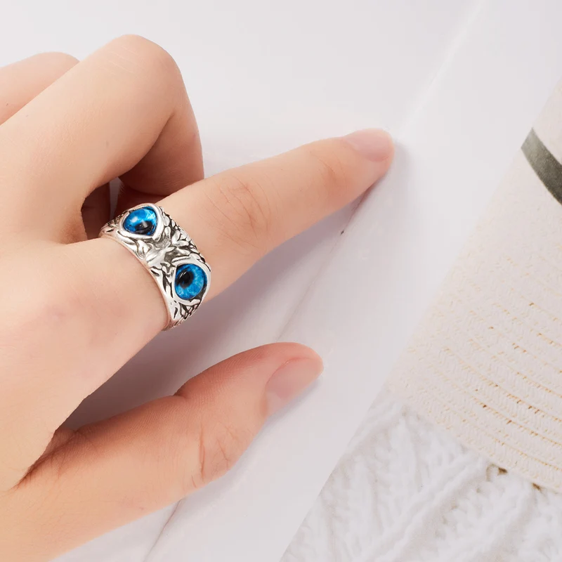 

Women Vintage Owl Eyes Open Ring for Men Party Engagement Wedding Bands Animal Statement Rings Jewelry Couple Gifts Mother Day