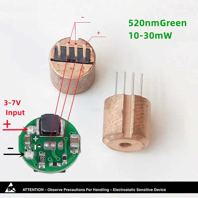 520nm35mwЛазерный диодный модуль Зеленый номер DIY Оптика Датчик Светоизлучающая