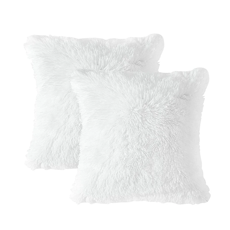 

Pack Of 2 Christmas Luxury Faux Fur Throw Pillow Cover Deluxe Decorative Plush Pillow Case Cushion Cover Shell 18X18in