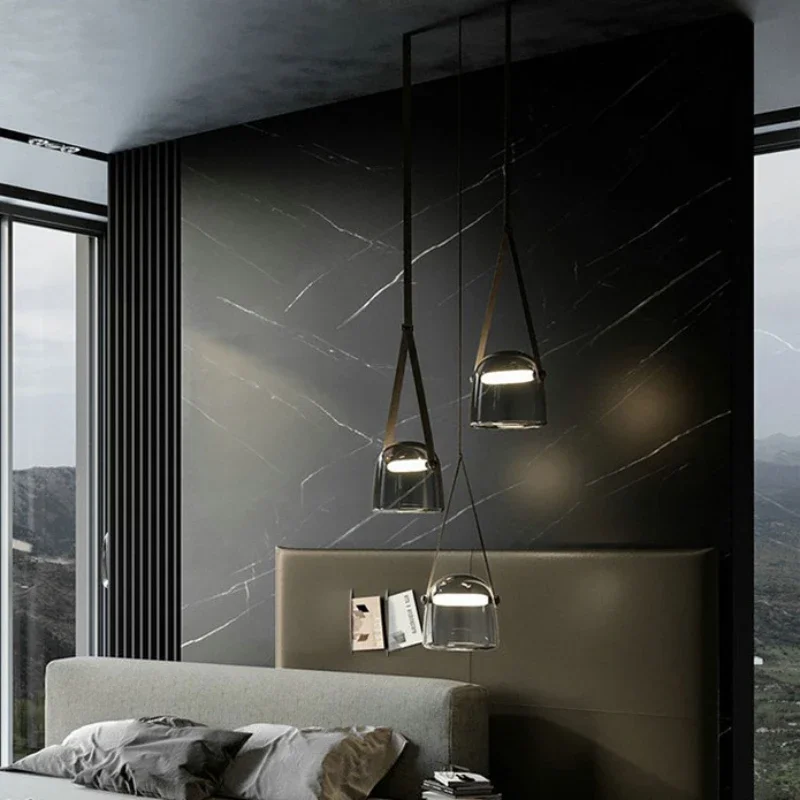 Постмодернистская кожаная светодиодная люстра в стиле ар-деко стеклянный