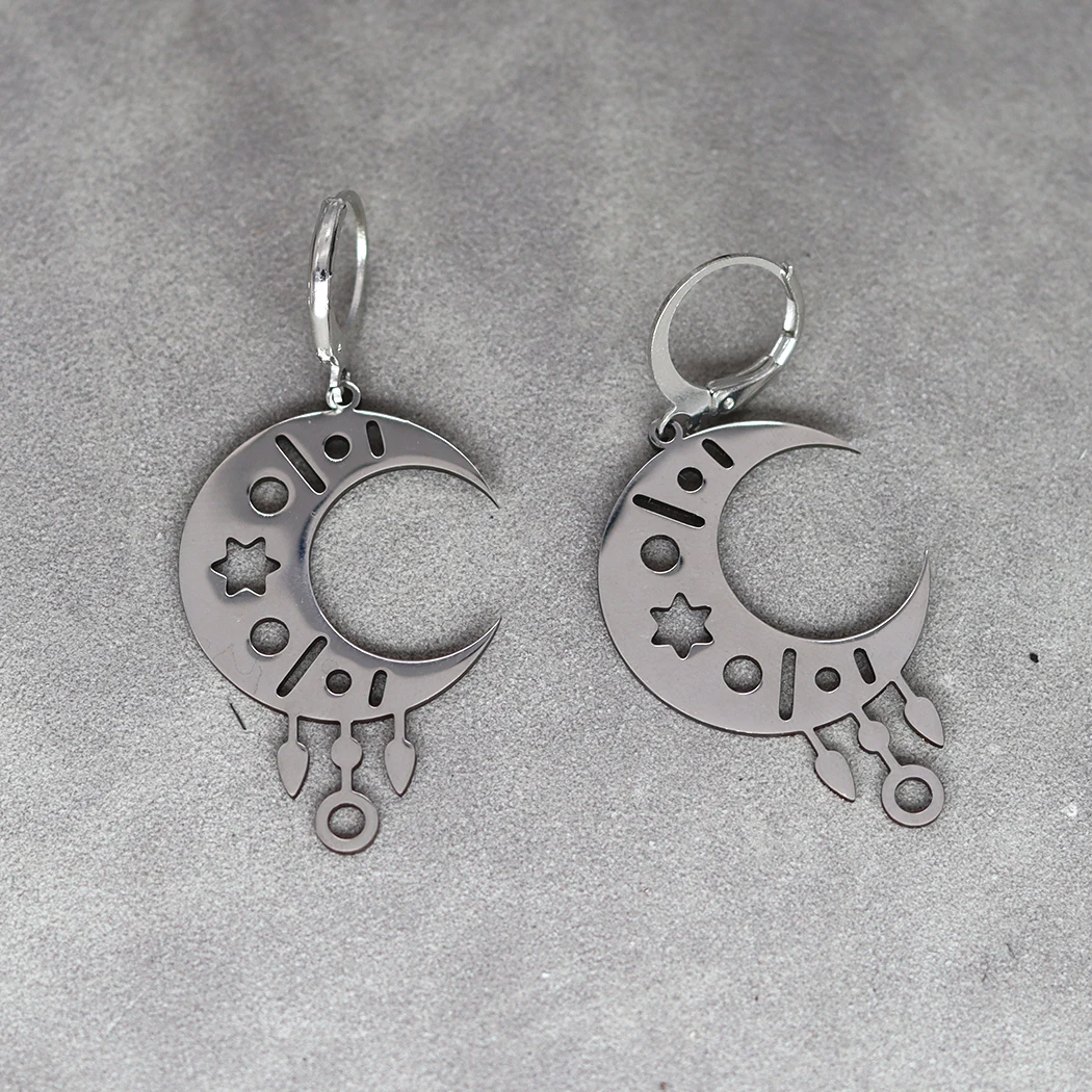 Модные серьги-кольца в виде полумесяца из нержавеющей стали для женщин