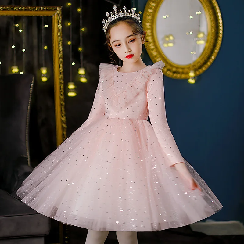 

Flower Girl Wedding Dress Children'S Birthday Canonicals Catwalk Princess Long Sleeve Hosting Girls' Piano Performance 2022 New
