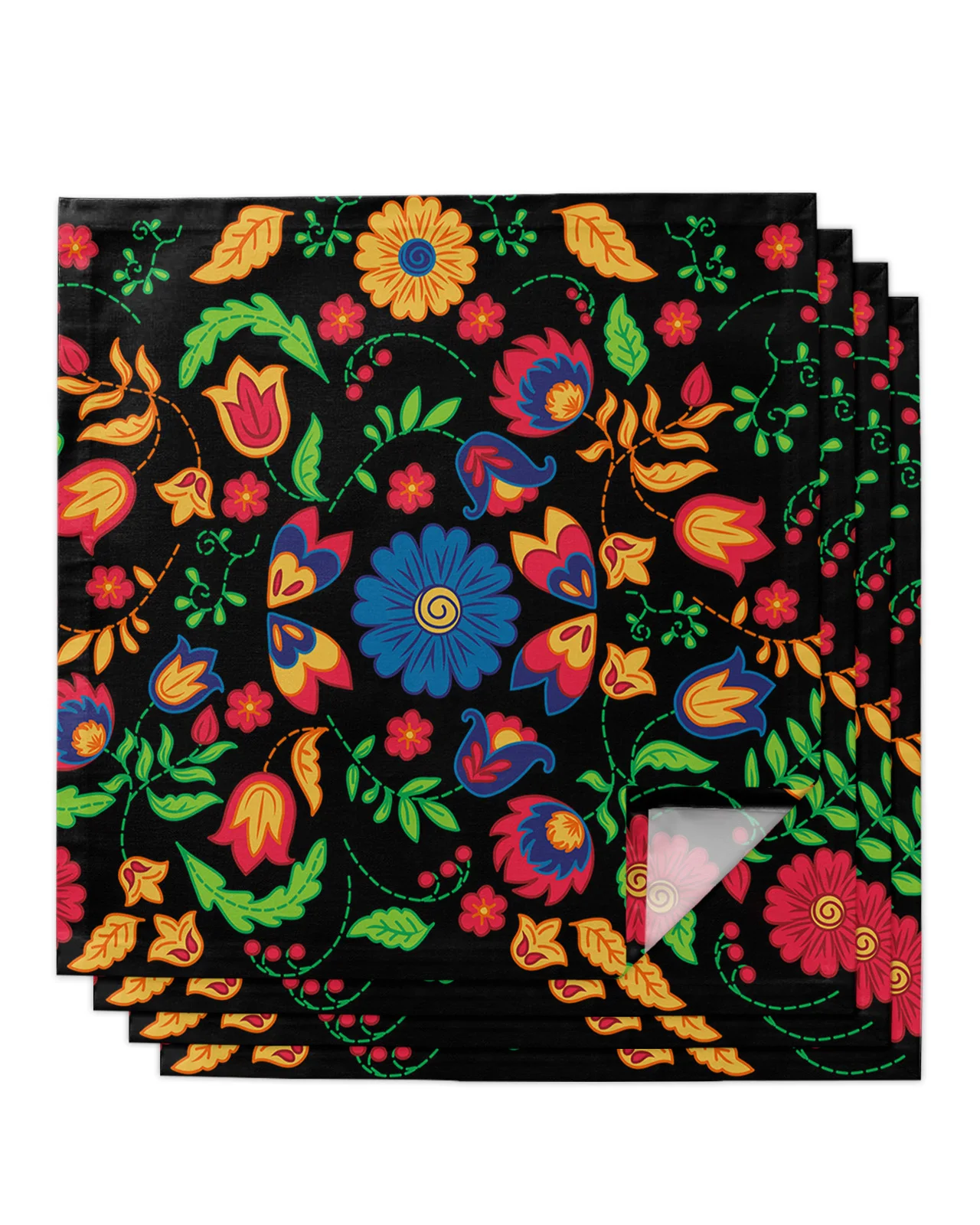 

4pcs Mexican Festival Pattern Texture Square 50cm Table Napkin Wedding Decoration Table Cloth Kitchen Dinner Serving Napkins