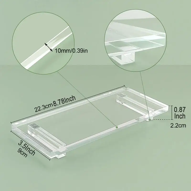 

Acrylic Pedestal Riser Clear Display Base Home Decor Waterproof Trays For Display Stand Riser For Bathroom With 2 Raised Feet