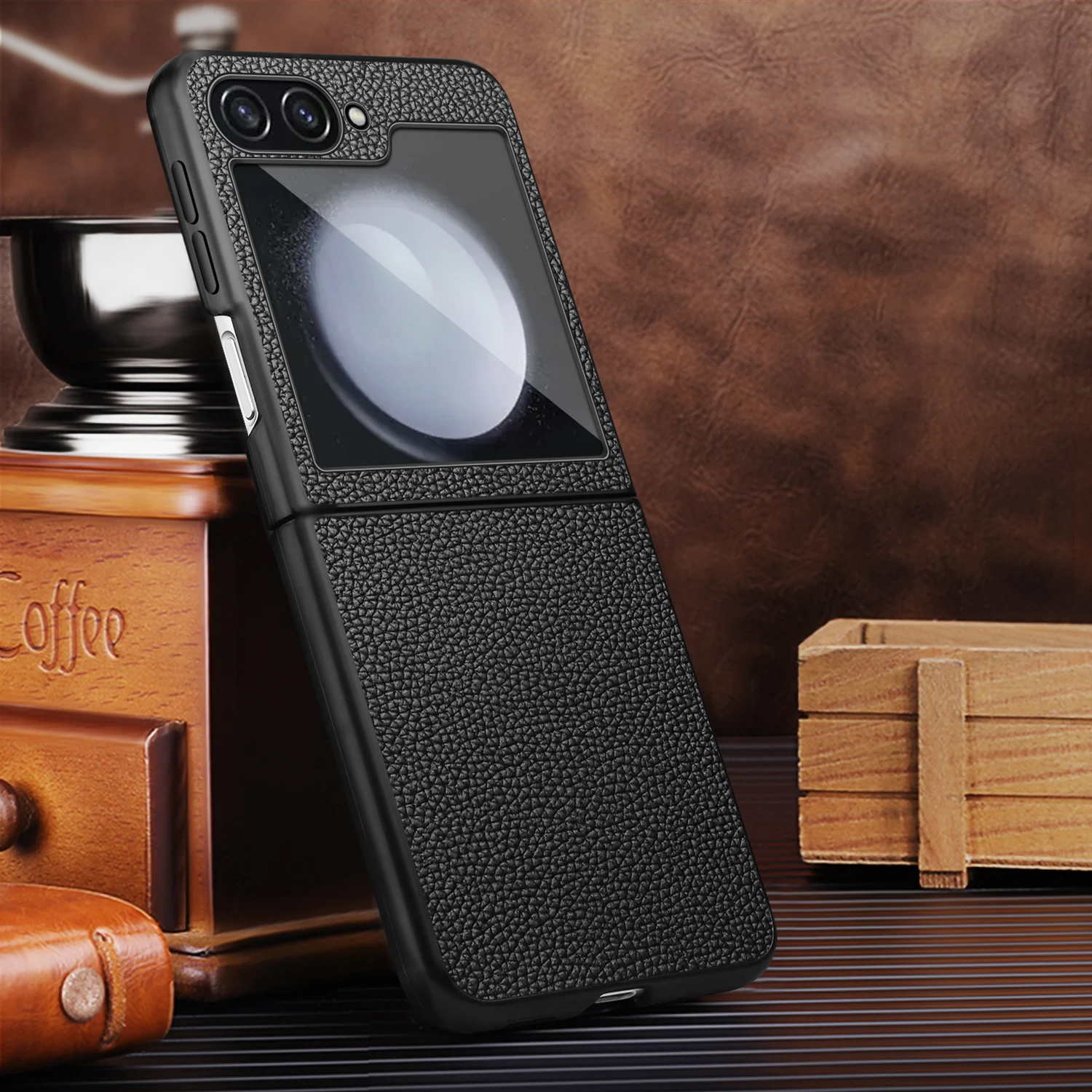 Роскошный кожаный чехол с текстурой личи для Samsung Galaxy Z Flip 6 5G 5 ZFlip 4 3 Защита