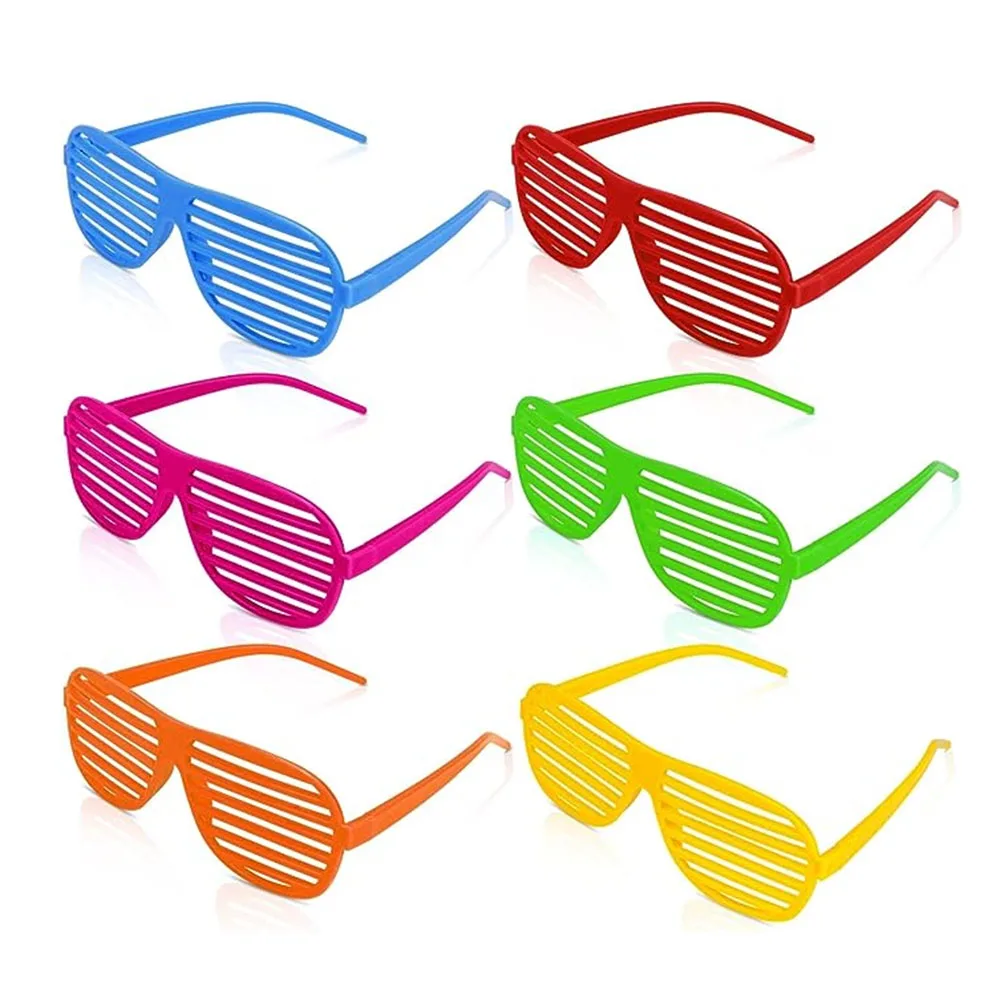 

6/12Pcs Shutter Shades Glasses Shutter Sunglasses Neon Color Shutter Eyewear for 80s 90s Retro Party Favors Disco Birthday Decor