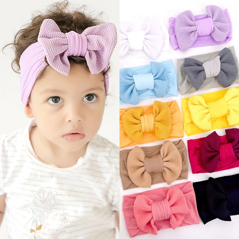 

Baby Bowknot Headband Stretchy Turban Elastic Big Bows Hair Band Head Wrap Children Toddler Headwear Hair Accessories QX2D