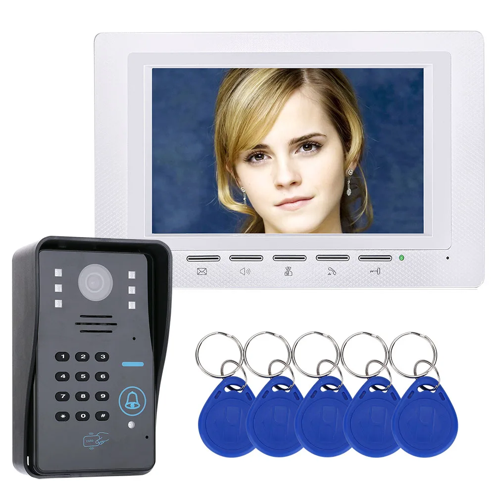 

7" RFID Password Video Door Phone Intercom Doorbell With IR Camera 1000 TV Line Access Control System