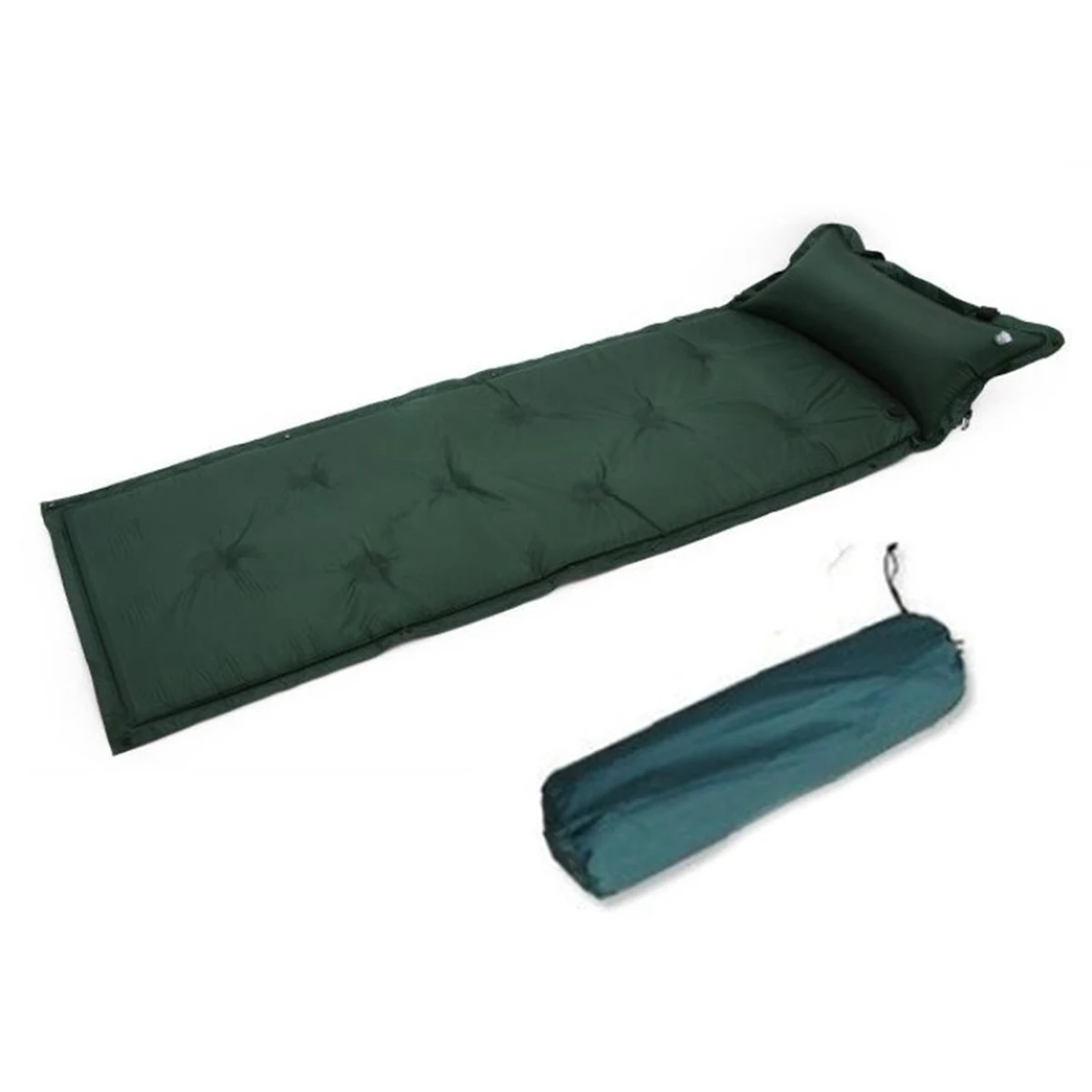 

Self-Inflating Camping Roll Mat Bed with Inflatable Pillow Portable Sleeping Mattress - Green